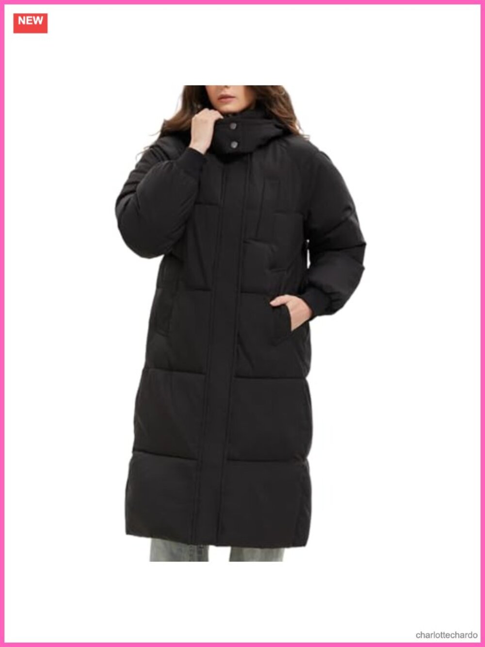 PUFFIT Long Puffer Jacket Thickened Winter Down Coat with Pockets